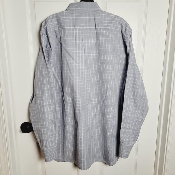 Ermenegildo Zegna Shirt Mens 17 43 Blue White Plaid Regular Fit Business Career - Picture 7 of 16